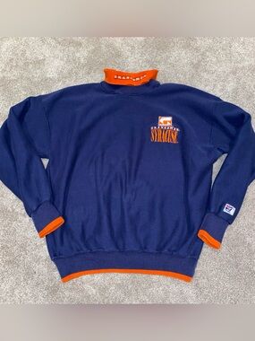 Vintage Syracuse Orangemen Faux Turtleneck Sweatshirt Sz L Navy Orange The Game